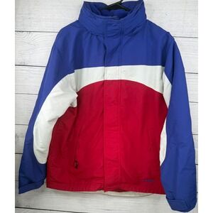 LL Bean Kids XL‎ 18 Colorblock Fleece Lined Jacket Red White Blue 0WX03